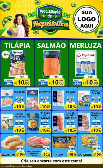 Modelo de Encarte para Encarte Grande com o tema Proclamação da República para Peixaria