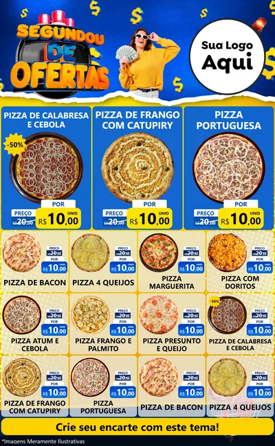 Modelo de Encarte para Encarte Grande com o tema Segundou de Ofertas para Pizzaria
