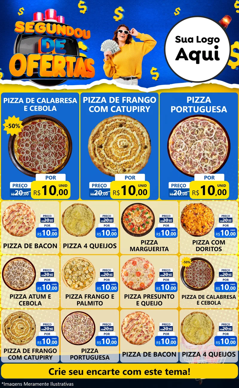 Modelo de Encarte para Encarte Grande com o tema Segundou de Ofertas para Pizzaria