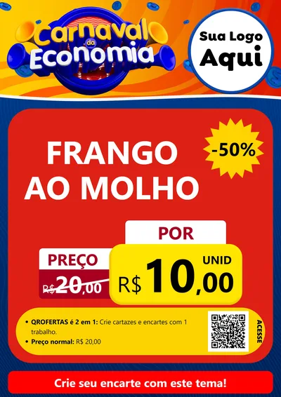 Modelo de Cartaz para Cartaz A4 Vertical com o tema Carnaval da Economia para Restaurante