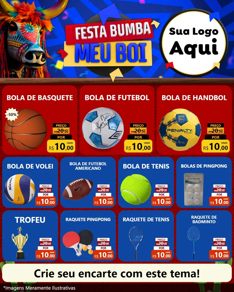 Modelo de Rede Social para Feed Instagram com o tema Festa Bumba meu Boi para Artigos Esportivos
