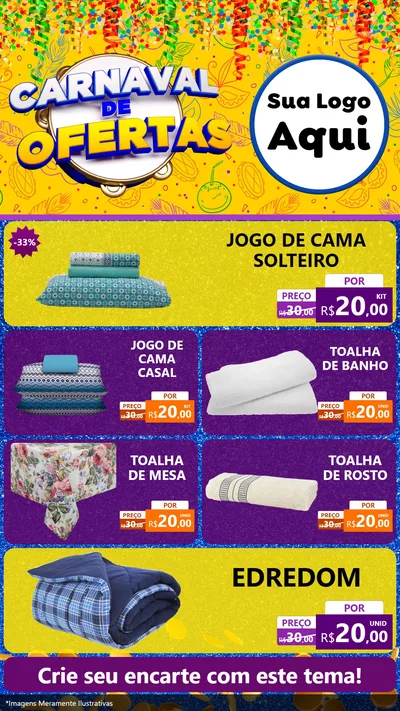 Modelo de TV para TV Vertical com o tema Carnaval de Ofertas para Cama, Mesa e Banho