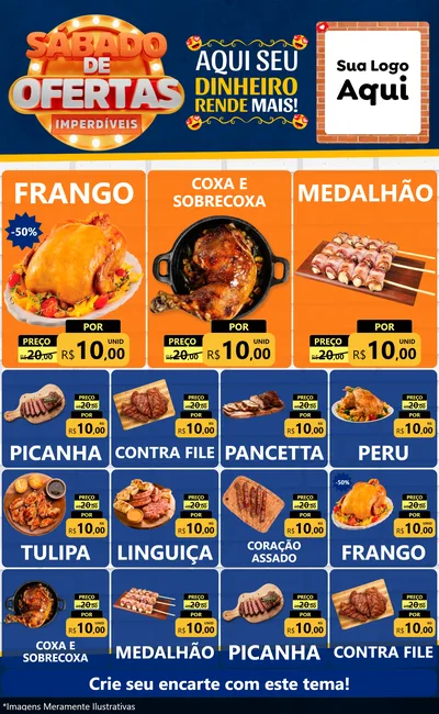 Modelo de Encarte para Encarte Grande com o tema Sábado de Ofertas Imperdíveis para Assados