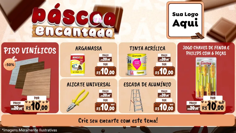 Modelo de TV para TV Horizontal com o tema Páscoa Encantada para Material para Construção