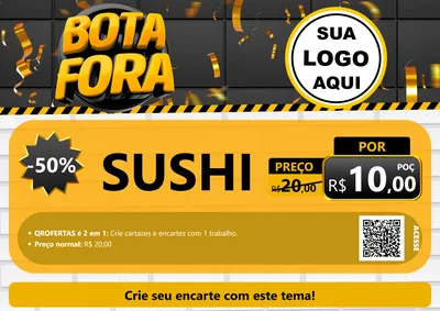 Modelo de Cartaz para Cartaz A4 Horizontal com o tema Bota Fora para Comida japonesa