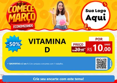 Modelo de Cartaz para Cartaz A4 Horizontal com o tema Comece Março Economizando para Farmácia