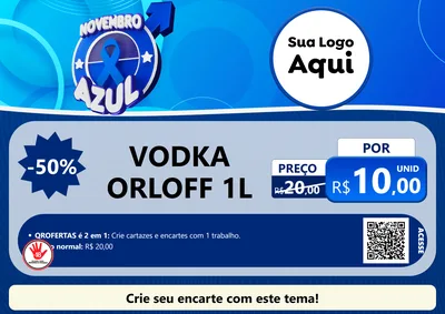 Modelo de Cartaz para Cartaz A4 Horizontal com o tema Novembro Azul para Distribuidora de bebidas