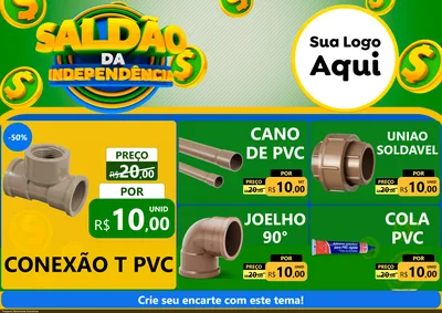 Modelo de Encarte para Encarte A4 Horizontal com o tema Saldão da Indepêndencia para Tubos e conexões