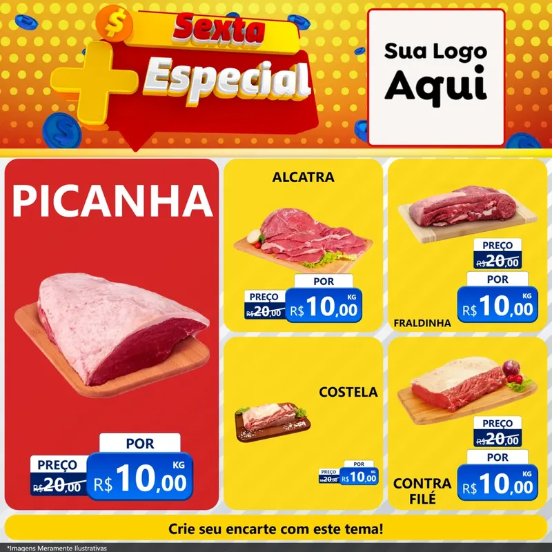 Modelo de Rede Social para Feed Facebook com o tema Sexta Mais Especial para Açougue