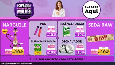 Modelo de TV para TV Horizontal com o tema Especial Semana da Mulher para Tabacaria