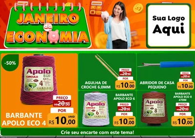 Modelo de Encarte para Encarte A4 Horizontal com o tema Janeiro da Economia para Armarinho e Aviamentos