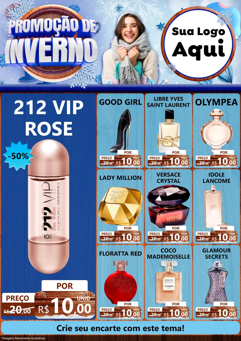 Modelo de Encarte para Encarte A4 Vertical com o tema Promoção de Inverno para Perfumes