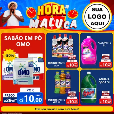 Modelo de Rede Social para Feed Facebook com o tema Hora Maluca para Produtos de Limpeza