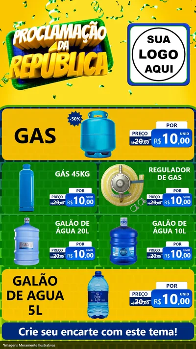 Modelo de TV para TV Vertical com o tema Proclamação da República para Água e gás