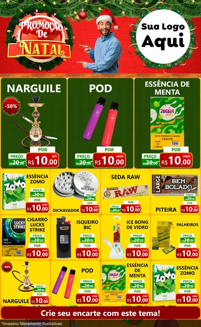 Modelo de Encarte para Encarte Grande com o tema Promoção de Natal para Tabacaria