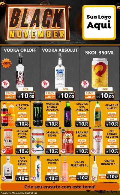 Modelo de Encarte para Encarte Grande com o tema Black November para Distribuidora de bebidas