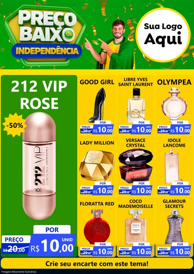 Modelo de Encarte para Encarte A4 Vertical com o tema Preço Baixo de Independência para Perfumes