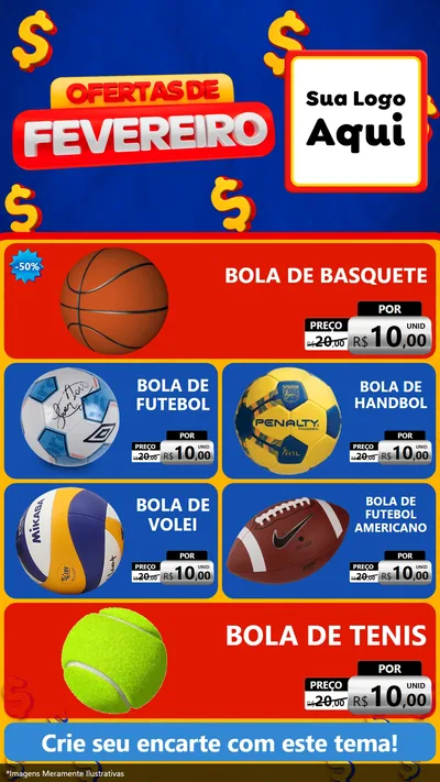 Modelo de TV para TV Vertical com o tema Ofertas de Fevereiro para Artigos Esportivos