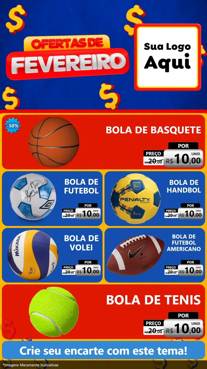 Modelo de TV para TV Vertical com o tema Ofertas de Fevereiro para Artigos Esportivos