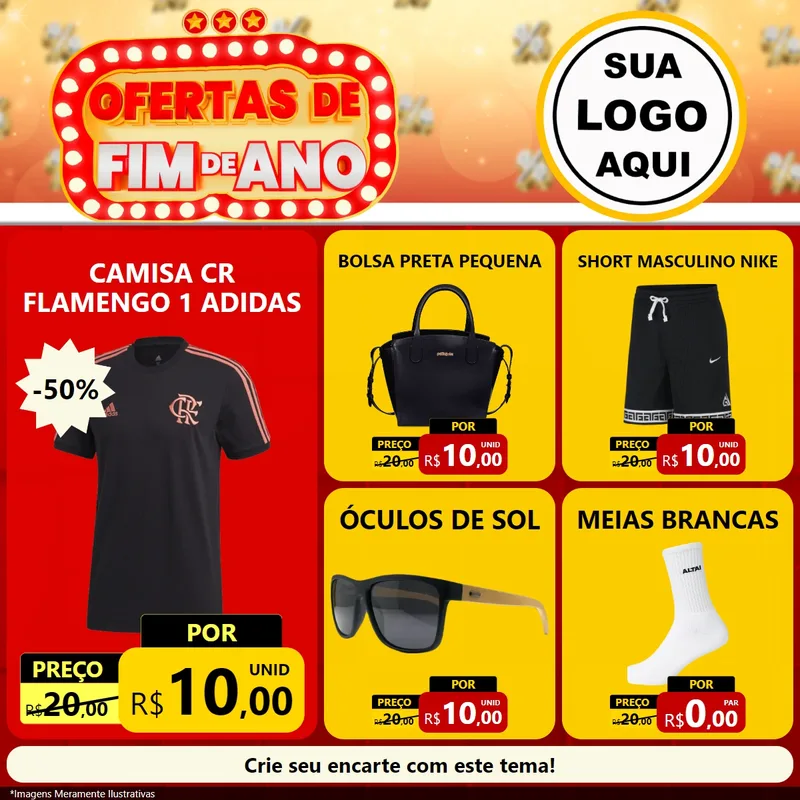 Modelo de Rede Social para Feed Facebook com o tema Ofertas de Fim de Ano para Roupas e acessórios