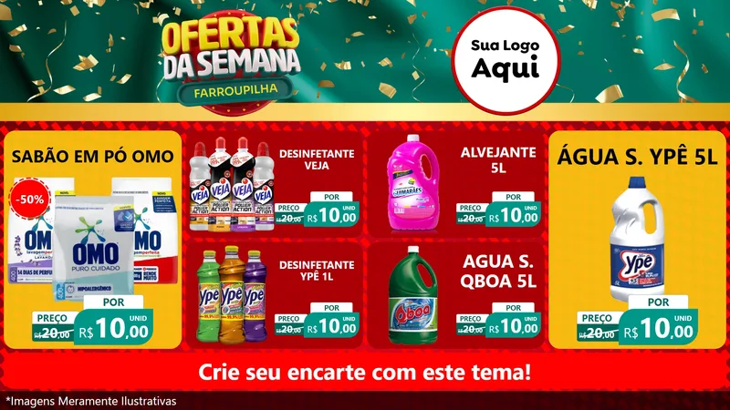Modelo de TV para TV Horizontal com o tema Ofertas da Semana Farroupilha para Produtos de Limpeza