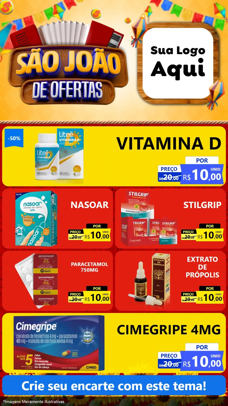 Modelo de TV para TV Vertical com o tema São João de Ofertas para Farmácia