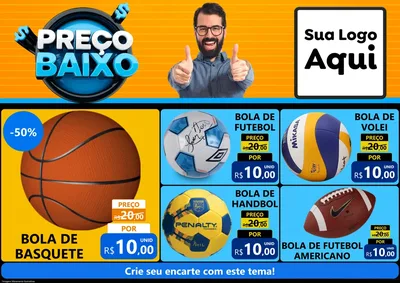 Modelo de Encarte para Encarte A4 Horizontal com o tema Preço Baixo para Artigos Esportivos