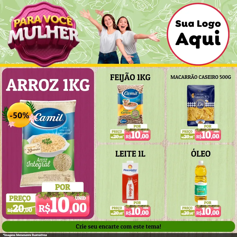 Modelo de Rede Social para Feed Facebook com o tema Para Você Mulher para Supermercado