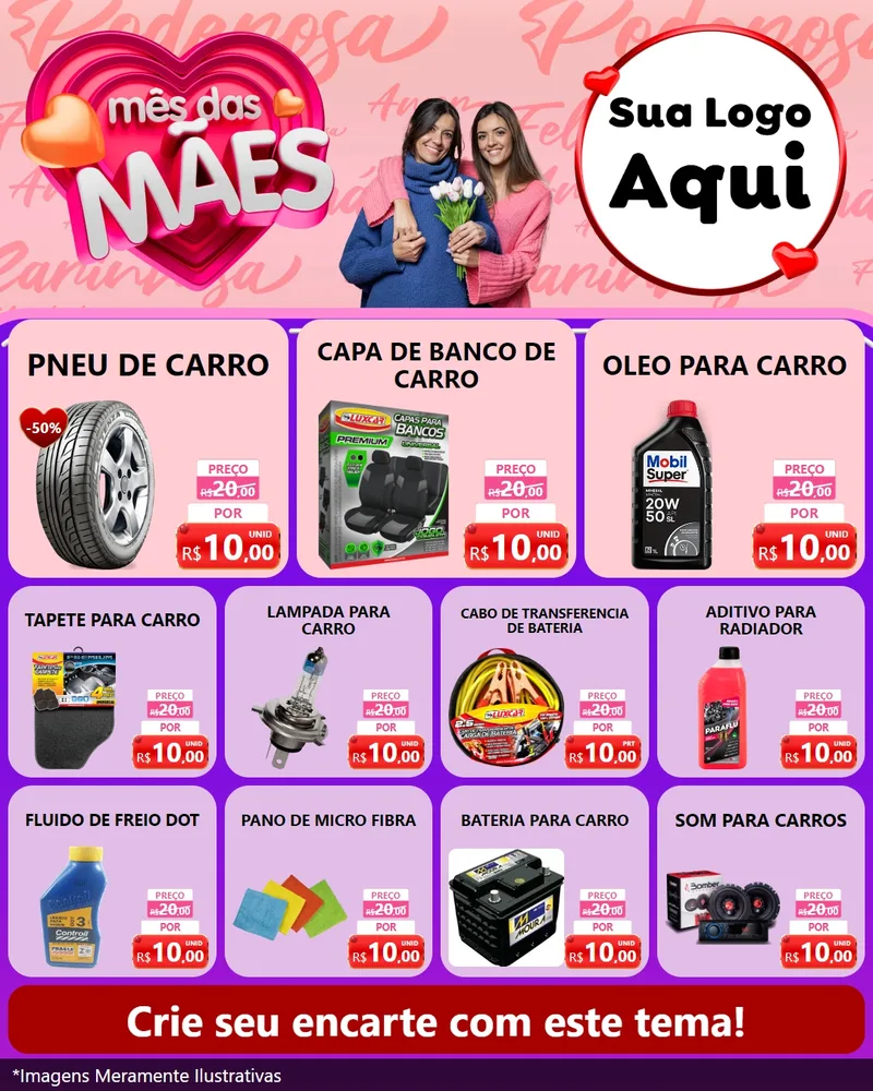 Modelo de Rede Social para Feed Instagram com o tema Mês Das Mães para Auto peças
