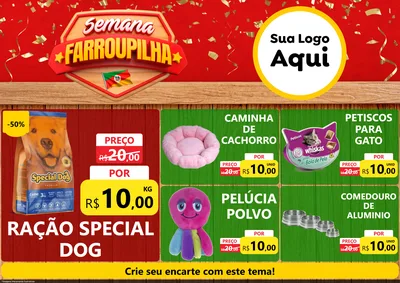 Modelo de Encarte para Encarte A4 Horizontal com o tema Semana Farroupilha para Pet Shop