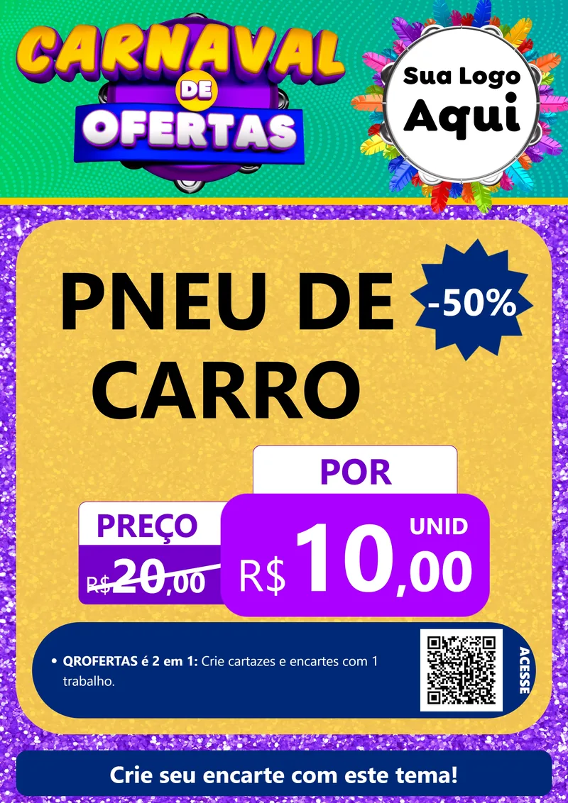Modelo de Cartaz para Cartaz A4 Vertical com o tema Carnaval de Ofertas para Auto peças