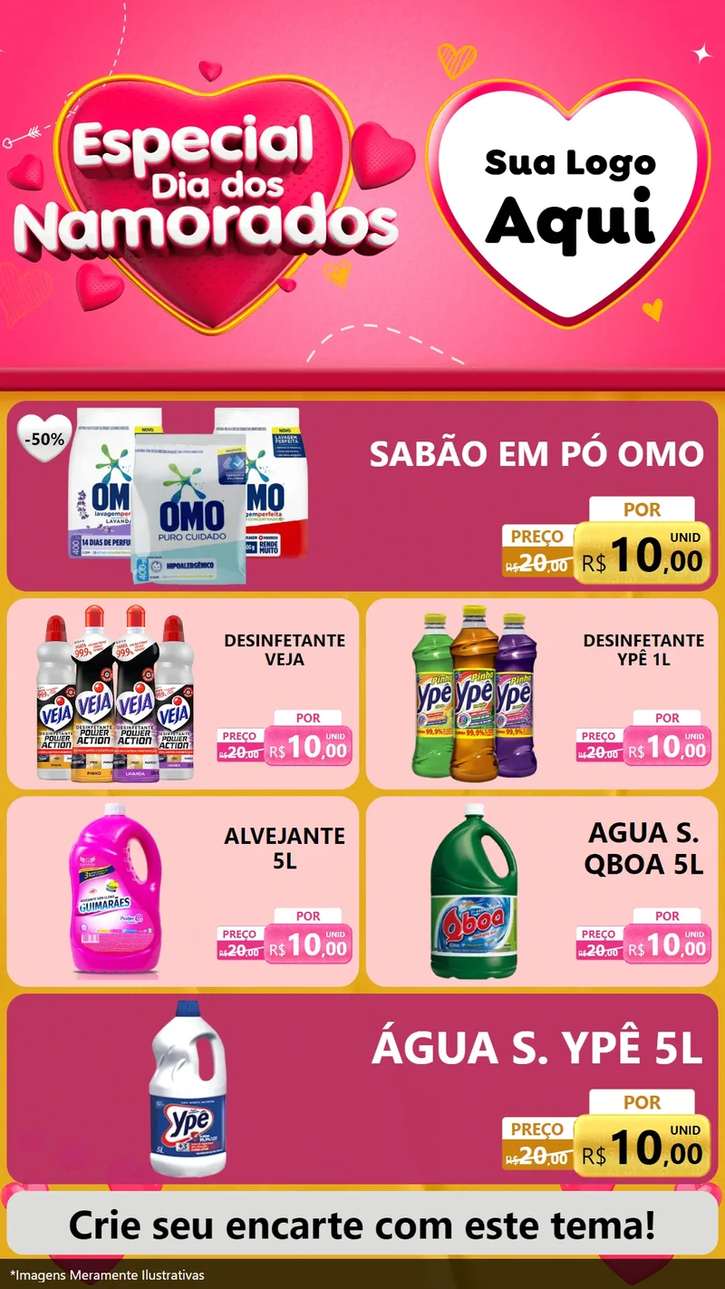 Modelo de TV para TV Vertical com o tema Especial Dia dos Namorados para Produtos de Limpeza