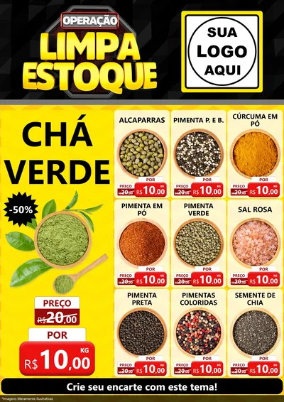 Modelo de Encarte para Encarte A4 Vertical com o tema Operação Limpa Estoque para Produtos Naturais