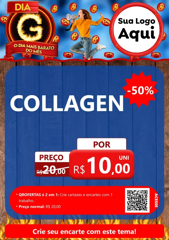 Modelo de Cartaz para Cartaz A4 Vertical com o tema Dia G - O Dia Mais Barato Do Mês para Suplementos alimentares