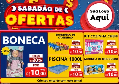 Modelo de Encarte para Encarte A4 Horizontal com o tema Sabadão de Ofertas para Brinquedos