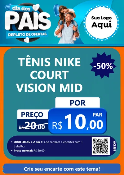 Modelo de Cartaz para Cartaz A4 Vertical com o tema Dia Dos Pais Repleto de Ofertas para Calçados