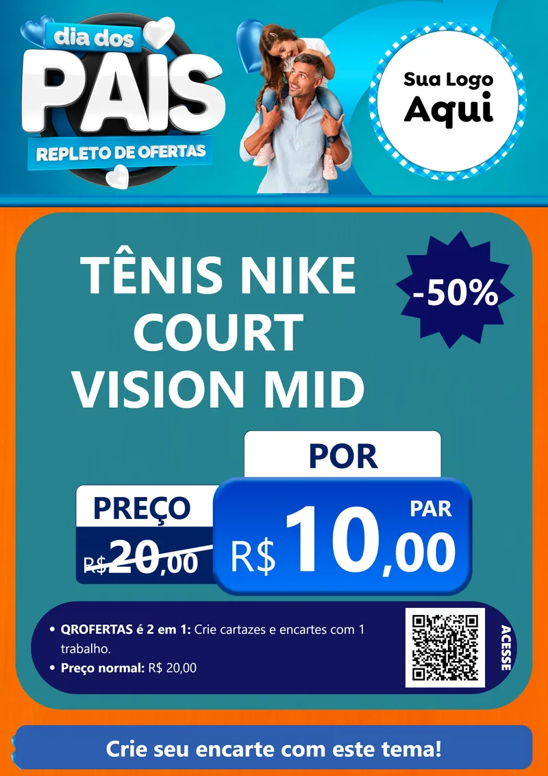 Modelo de Cartaz para Cartaz A4 Vertical com o tema Dia Dos Pais Repleto de Ofertas para Calçados