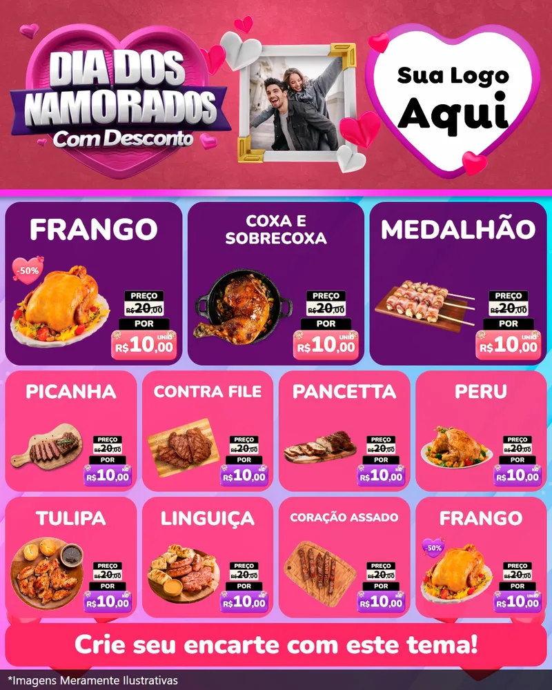 Modelo de Rede Social para Feed Instagram com o tema Dia Dos Namorados Com Desconto para Assados
