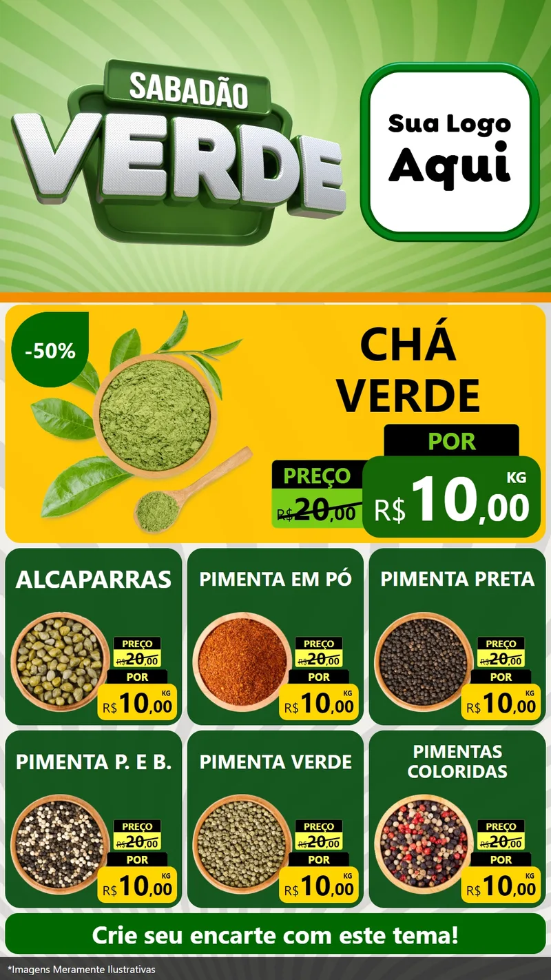 Modelo de Rede Social para Stories com o tema Sabadão Verde para Produtos Naturais