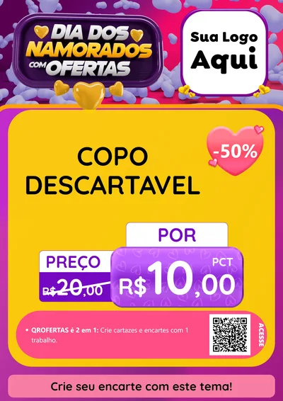 Modelo de Cartaz para Cartaz A4 Vertical com o tema Dia Dos Namorados Com Ofertas para Embalagens