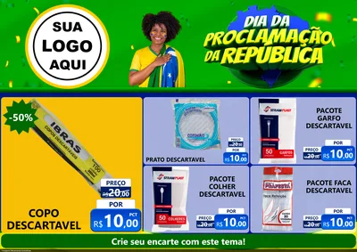 Modelo de Encarte para Encarte A4 Horizontal com o tema Dia Da Proclamação Da República para Embalagens