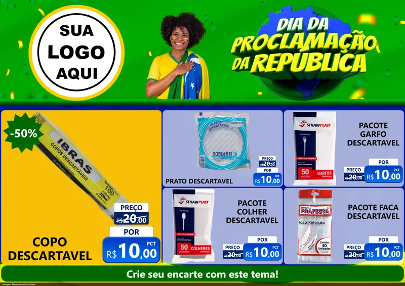 Modelo de Encarte para Encarte A4 Horizontal com o tema Dia Da Proclamação Da República para Embalagens