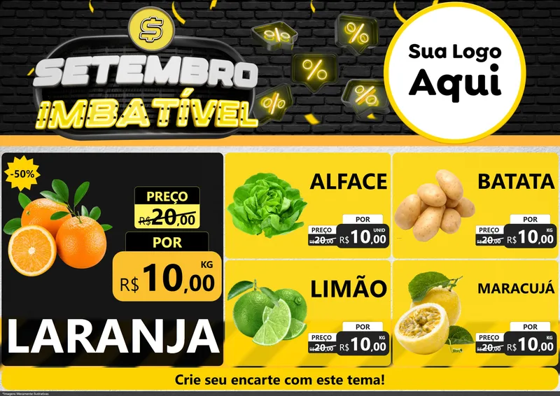 Modelo de Encarte para Encarte A4 Horizontal com o tema Setembro Imbatível para Hortifrúti