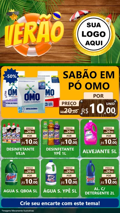 Modelo de Rede Social para Stories com o tema Verão para Produtos de Limpeza