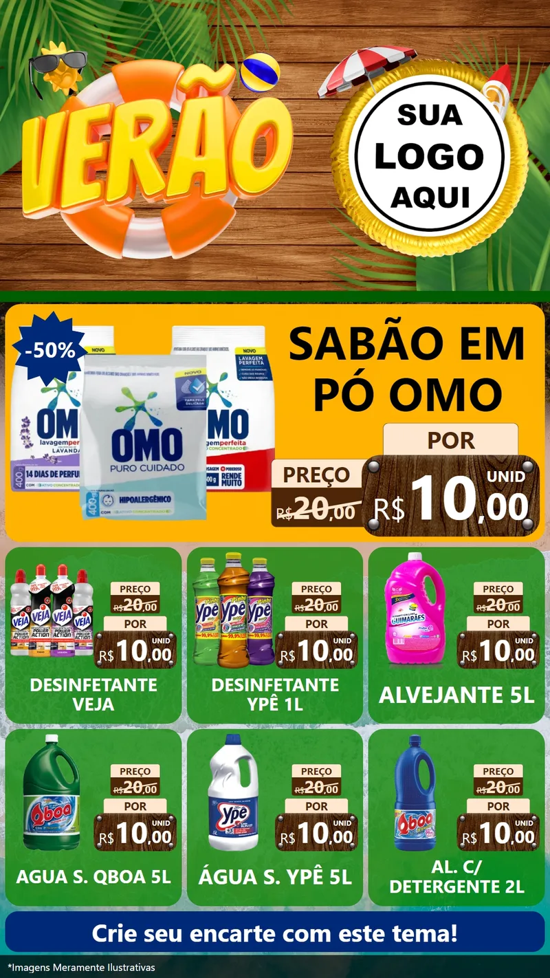 Modelo de Rede Social para Stories com o tema Verão para Produtos de Limpeza