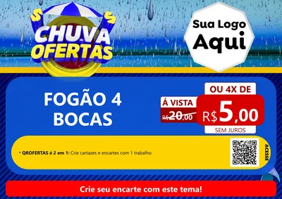 Modelo de Cartaz para Cartaz A4 Horizontal com o tema Chuva de Ofertas para Móveis e Eletro