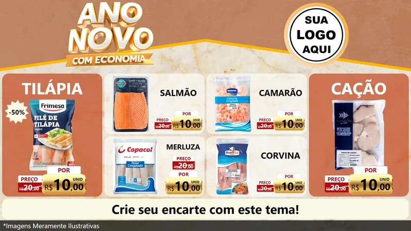 Modelo de TV para TV Horizontal com o tema Ano Novo Com Economia para Peixaria