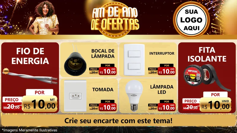 Modelo de TV para TV Horizontal com o tema Fim de Ano de Ofertas para Materiais Elétricos