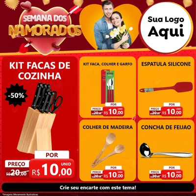 Modelo de Rede Social para Feed Facebook com o tema Semana dos Namorados para Utilidades Domésticas