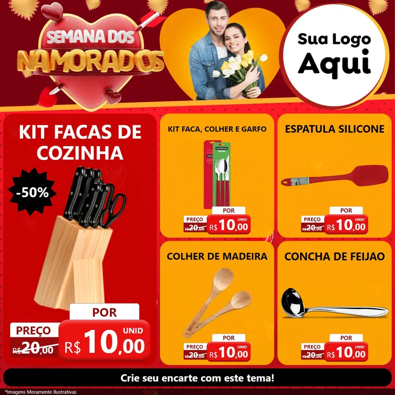 Modelo de Rede Social para Feed Facebook com o tema Semana dos Namorados para Utilidades Domésticas